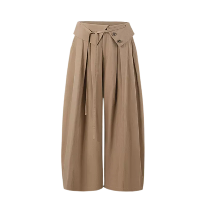 Lyocell Pleated Wide-Leg Trousers