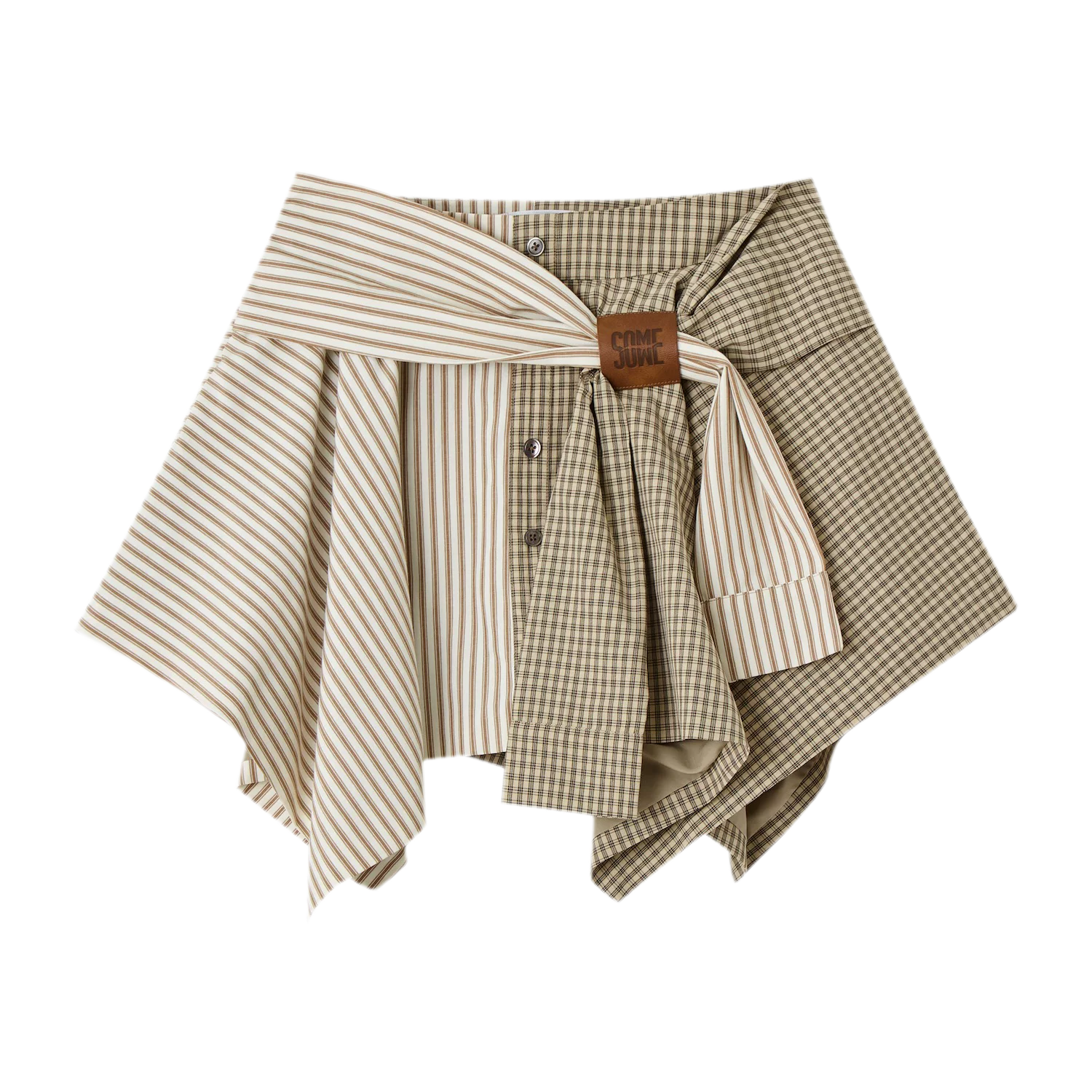 Patchwork Asymmetrical Plaid Skort