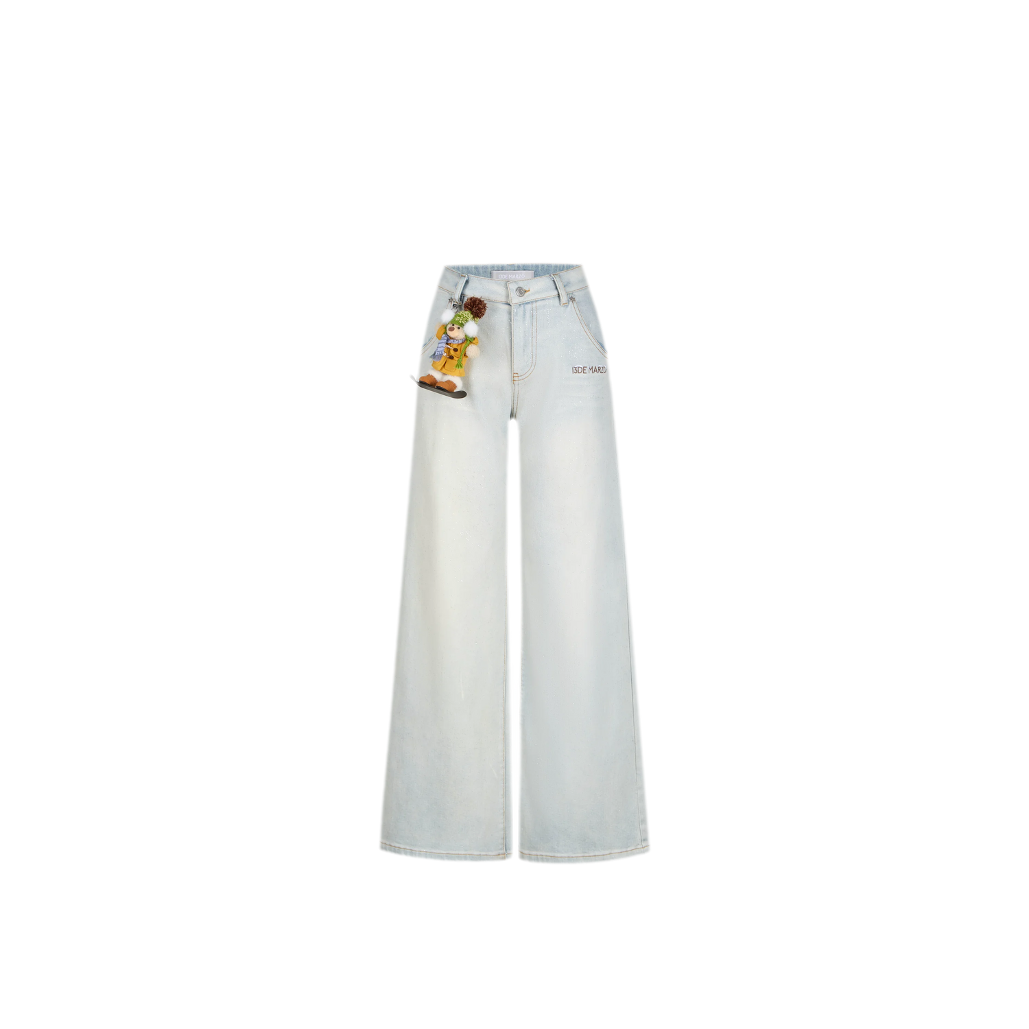 Shimmer Straight-Leg Denim Jeans