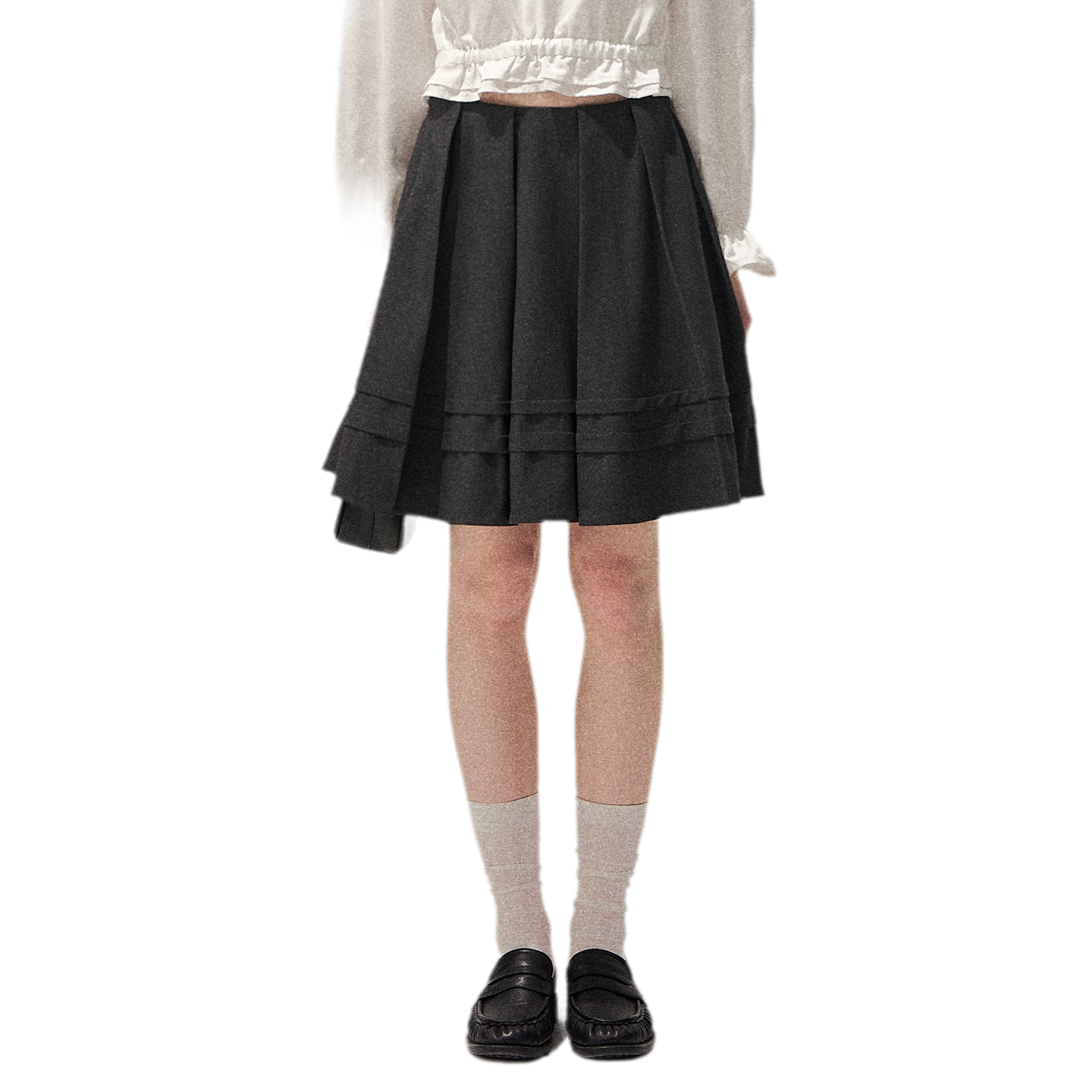 Textured Pleated Vest Skirt Set