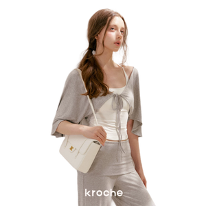Light Gray Top + Cream White Tank Vest / S