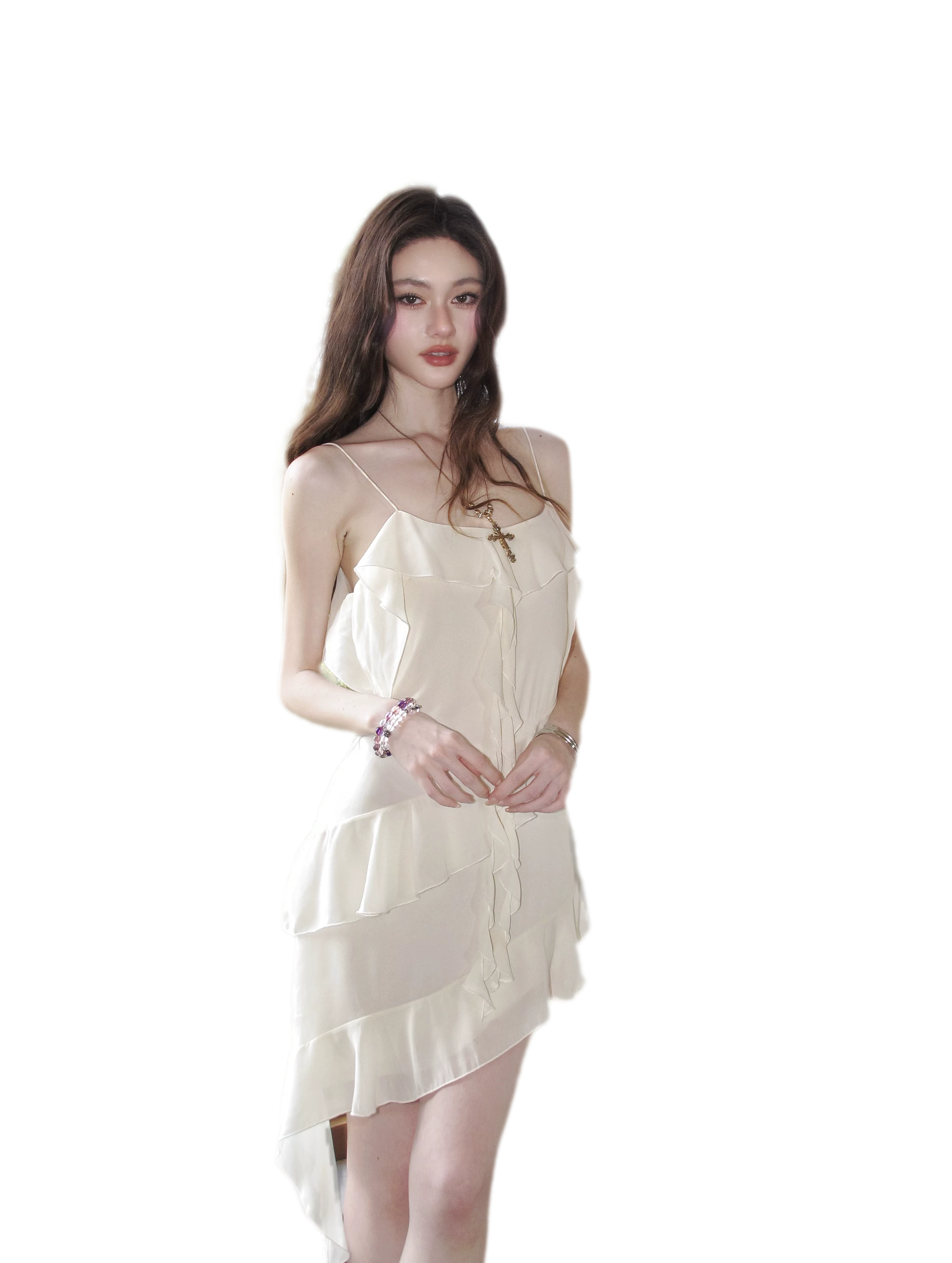 Ruffled Asymmetric Cami Dress