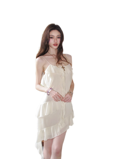 Ruffled Asymmetric Cami Dress