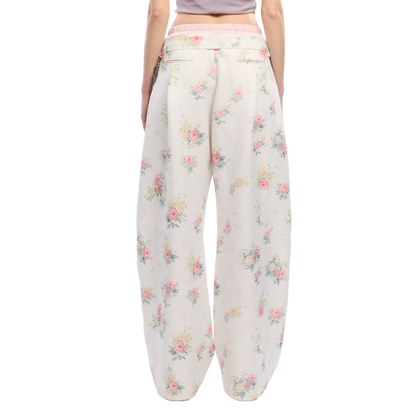 Floral Print Loose Wide Leg Pants
