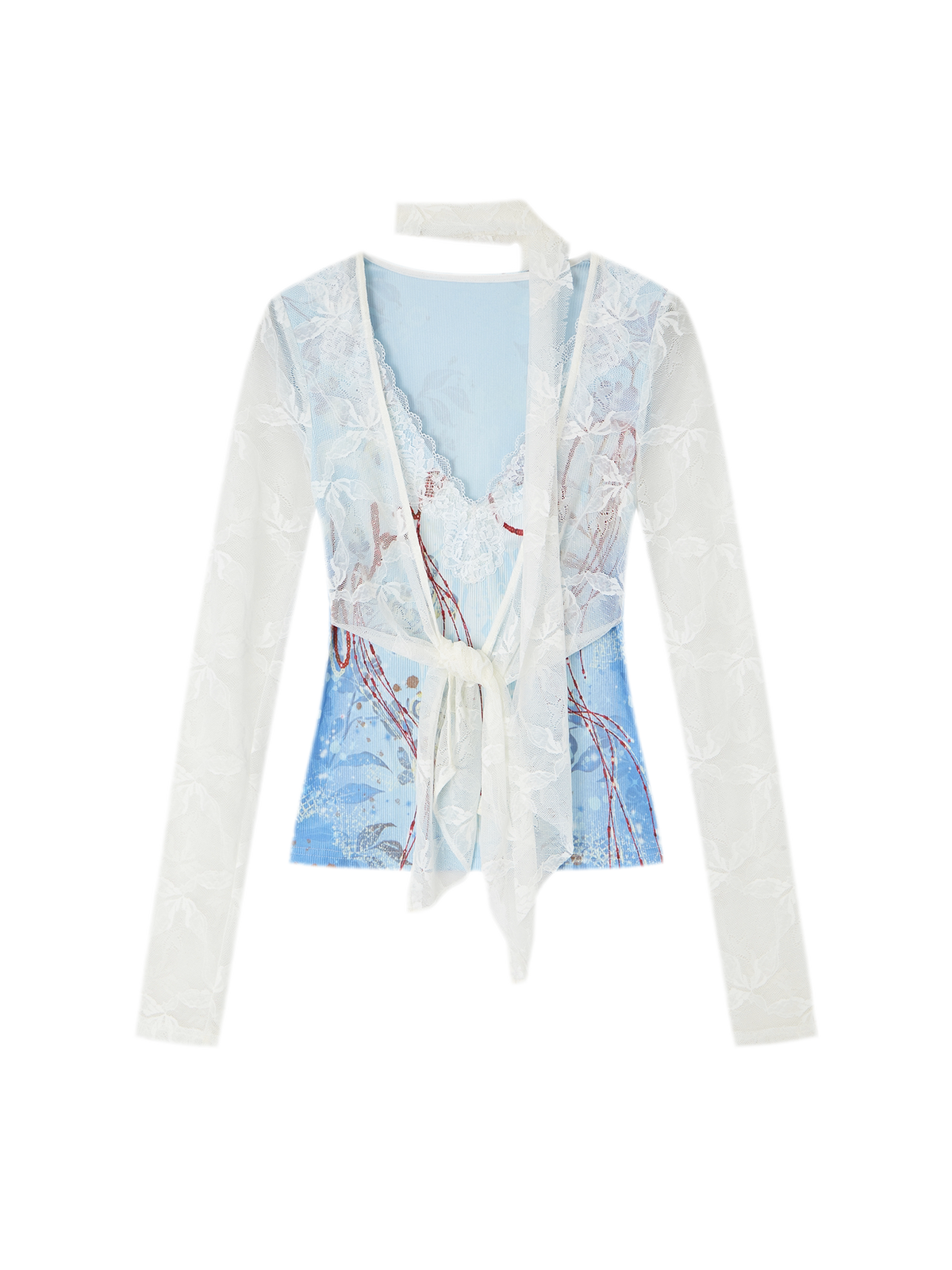 Cardigan aderente con pannelli in pizzo