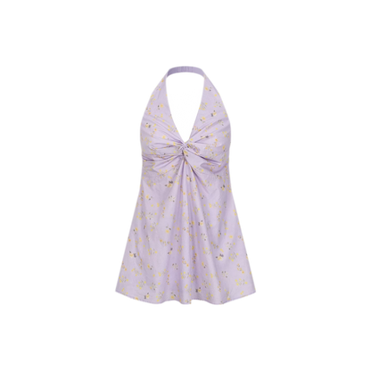 Twin Flowers French Floral Halter Top &amp; Drawstring
