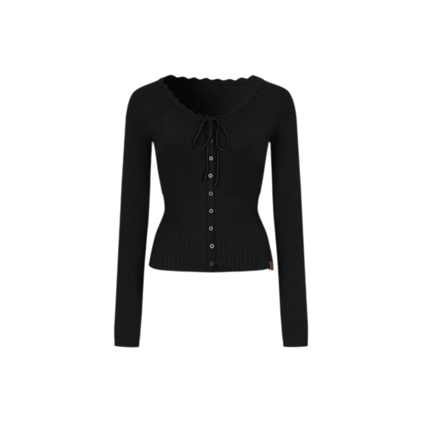 Ribbed Lace-Trim Fitted Knit Top