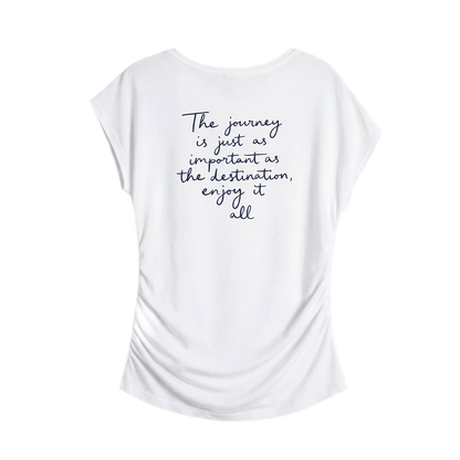 Ruched Embroidered Sleeve T-Shirt