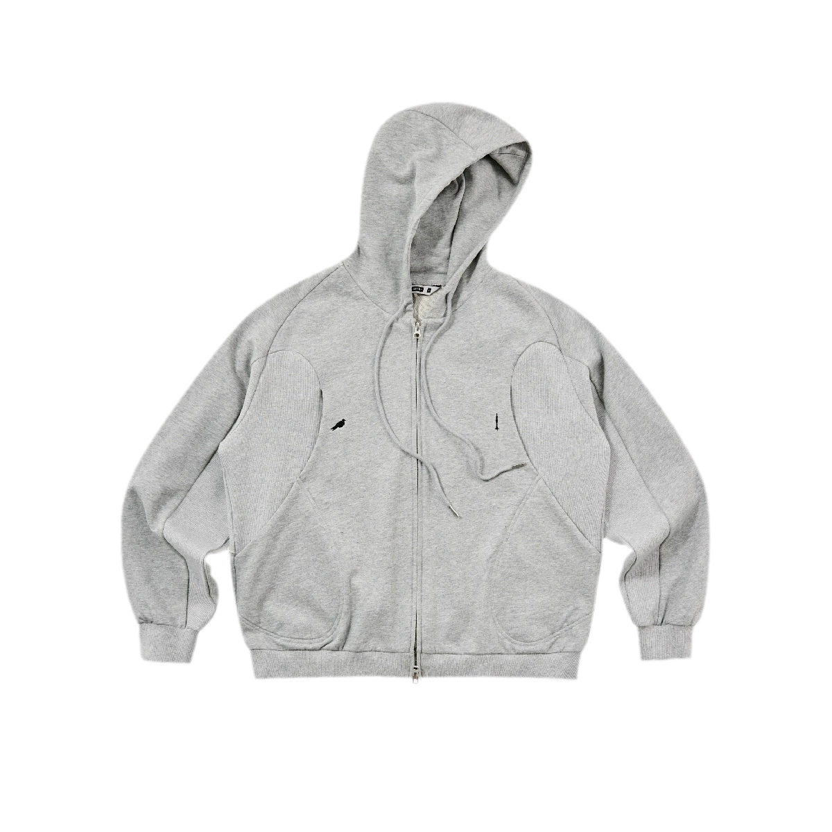 Ribbed Panel Hooded Zip Jacket