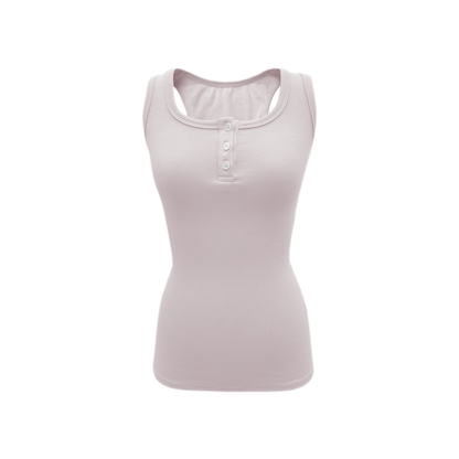 Ribbed Slim-Fit Henley Tank