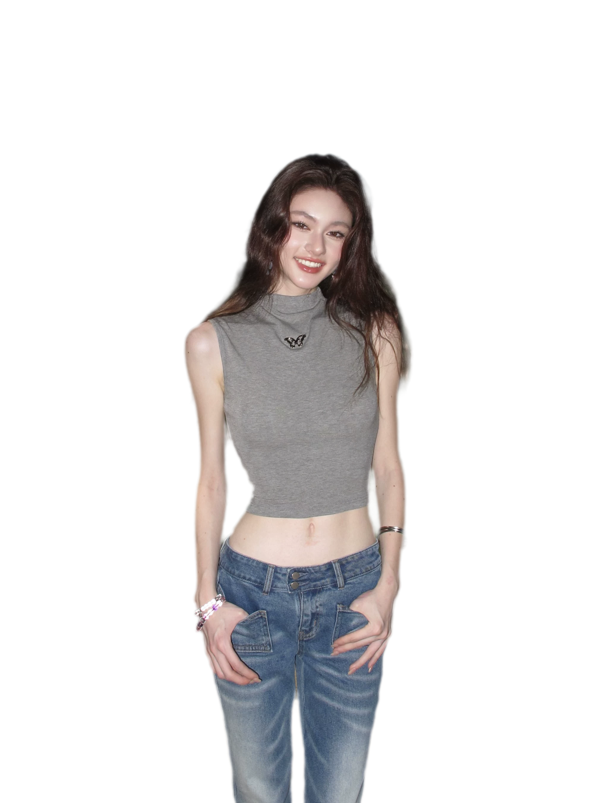 Sleeveless High Neck Tee