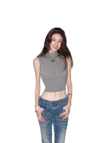 Sleeveless High Neck Tee