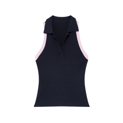 Contrast Rib Polo Tank
