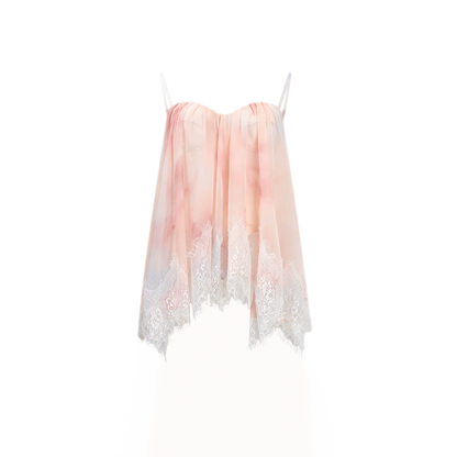 Fishbone Ruffle Chiffon Bustier Top