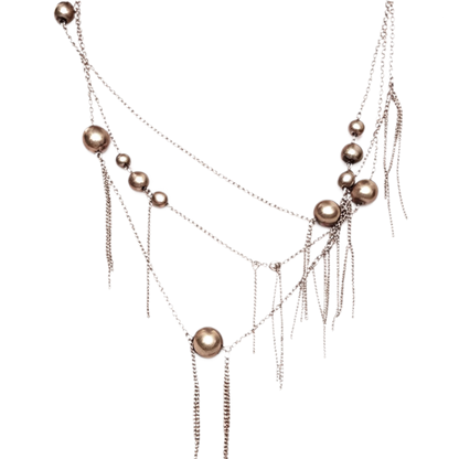 Vintage French Multi-Layer Heart Tassel Necklace