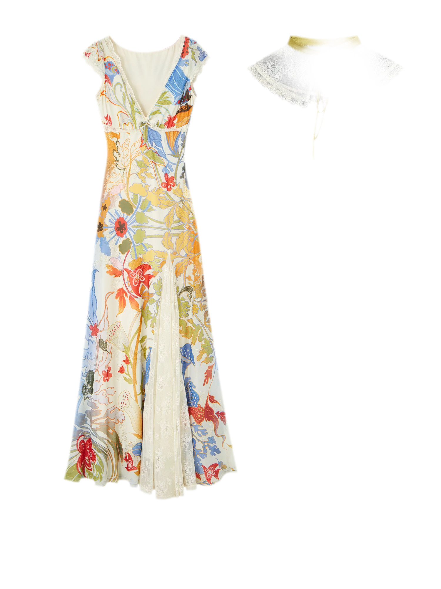 Gold Embroidered Lace Tea Dress