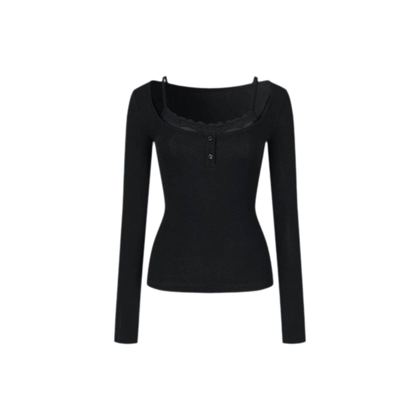 Lace Trim Fitted Top