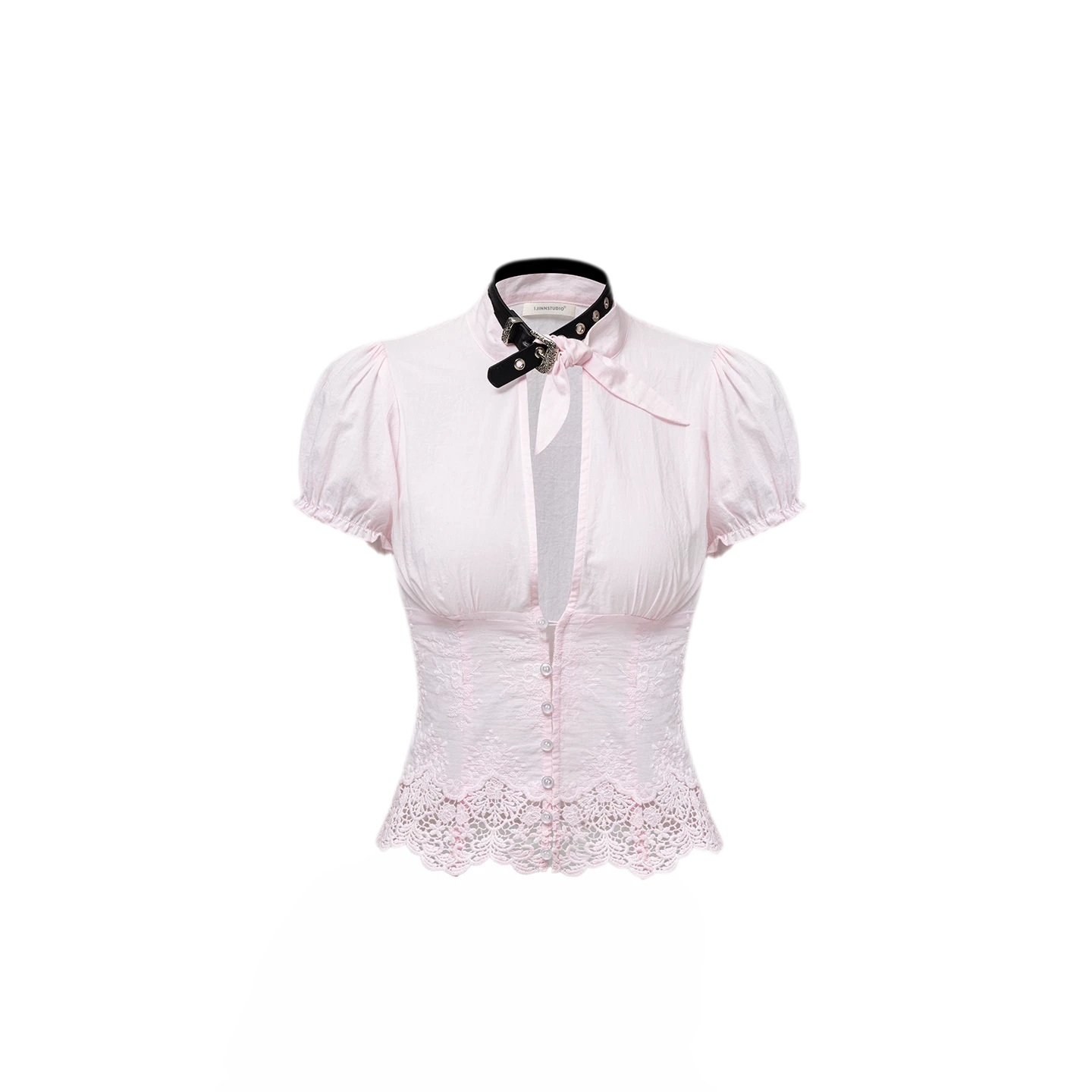 Deep V-Neck Jacquard Blouse