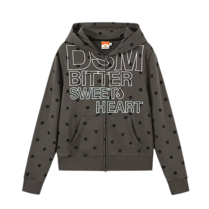 Polka-Dot Slim-Fit Zip Hoodie