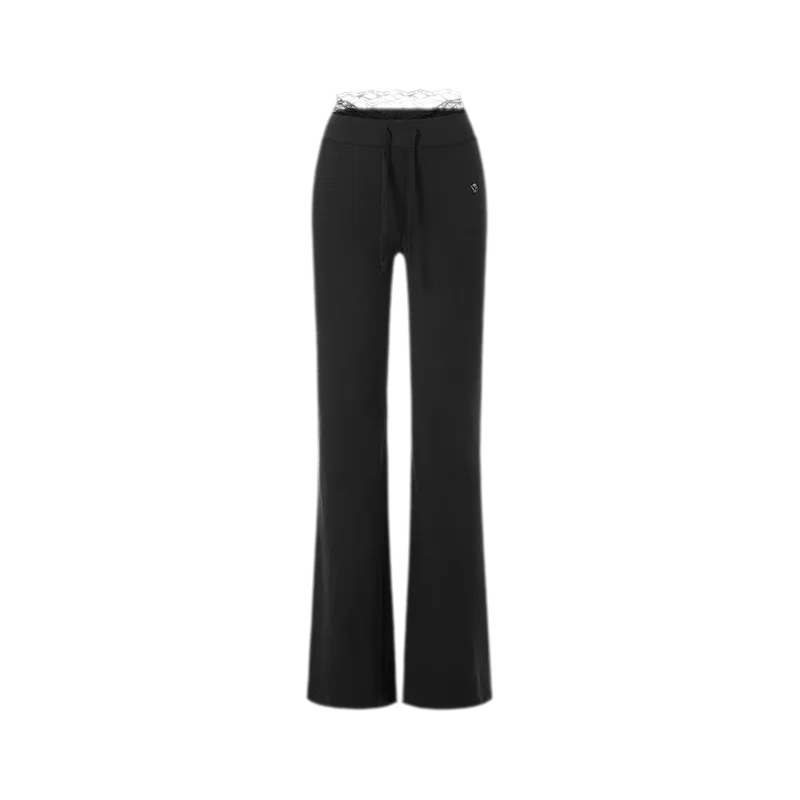 Lace Trim Slim Pants