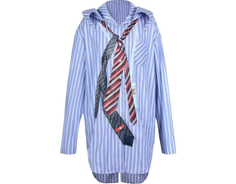 Striped Hooded Shirt