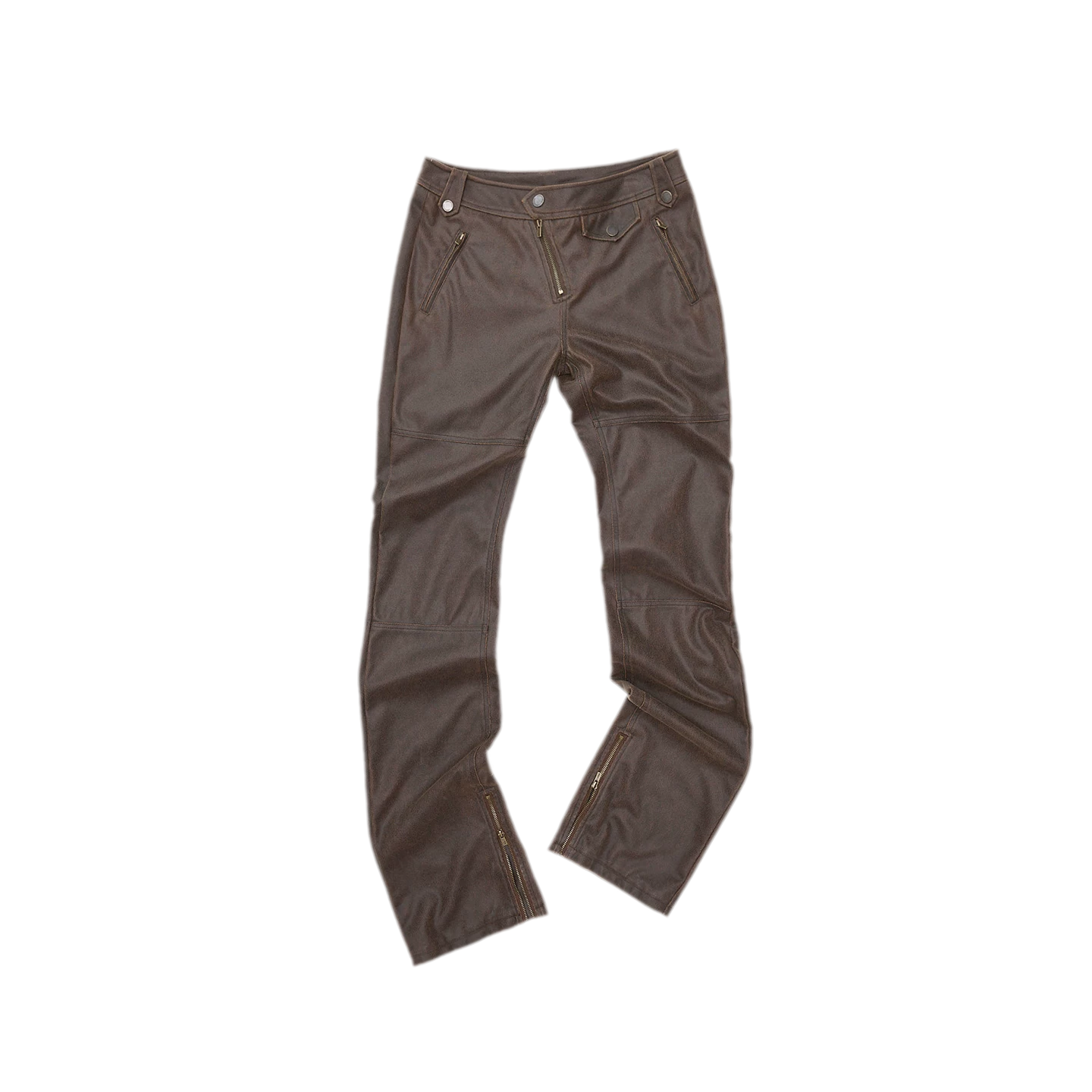 Washed Leather-Look Slim Pants