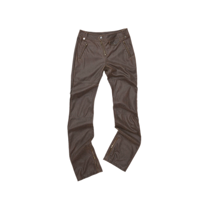 Washed Leather-Look Slim Pants