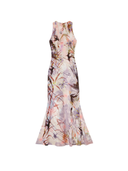 Printed Mock Neck Mermaid Dress