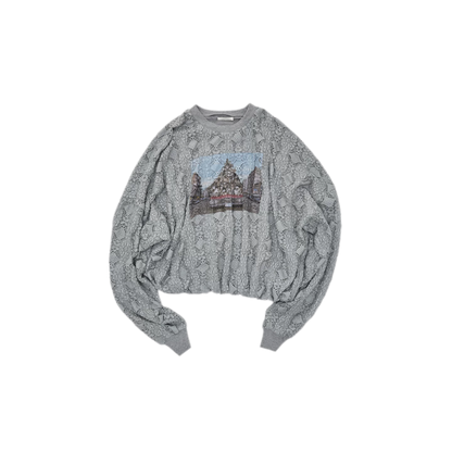 Distressed Cat Graphic Sweatshirt