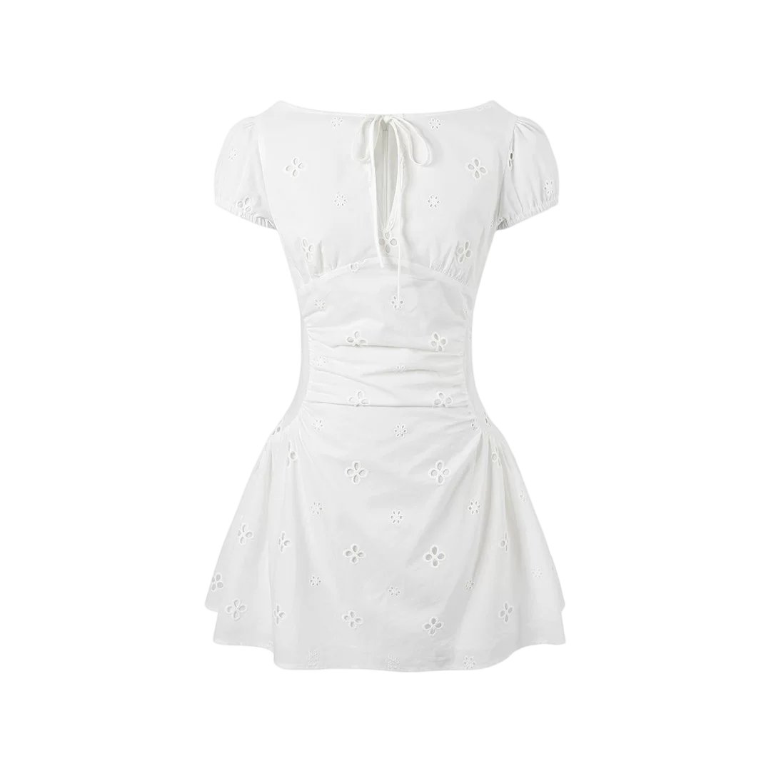 Vintage Embroidered Tie Waist Dress