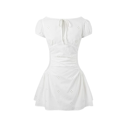 Vintage Embroidered Tie Waist Dress