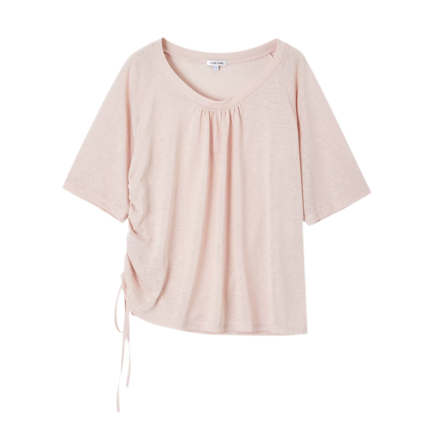 V-Neck Ruched Knit Tee