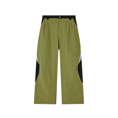 Pleated Color-Block Nylon Trousers