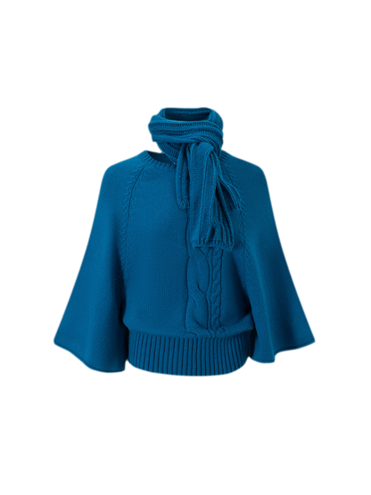 Conjunto de suéter tipo capa de punto trenzado