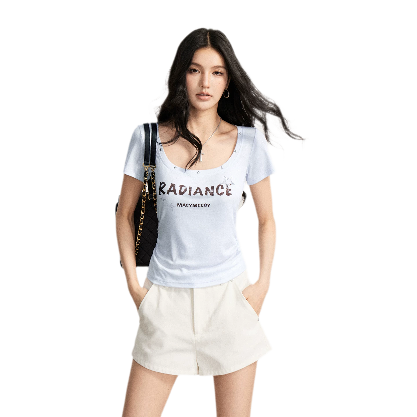 Tencel U-Neck Logo T-Shirt