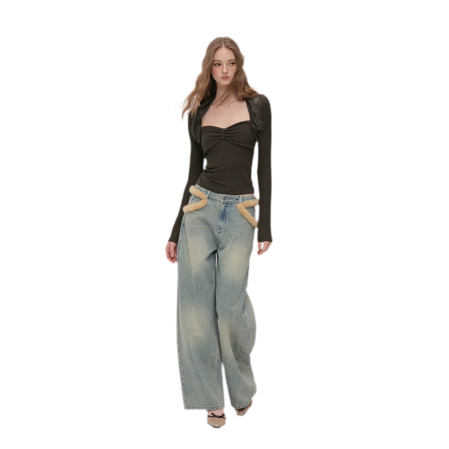 Ruched Lace Layered Top