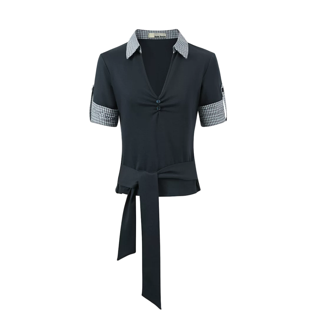 Korean Vintage Two-in-One Polo T-shirt