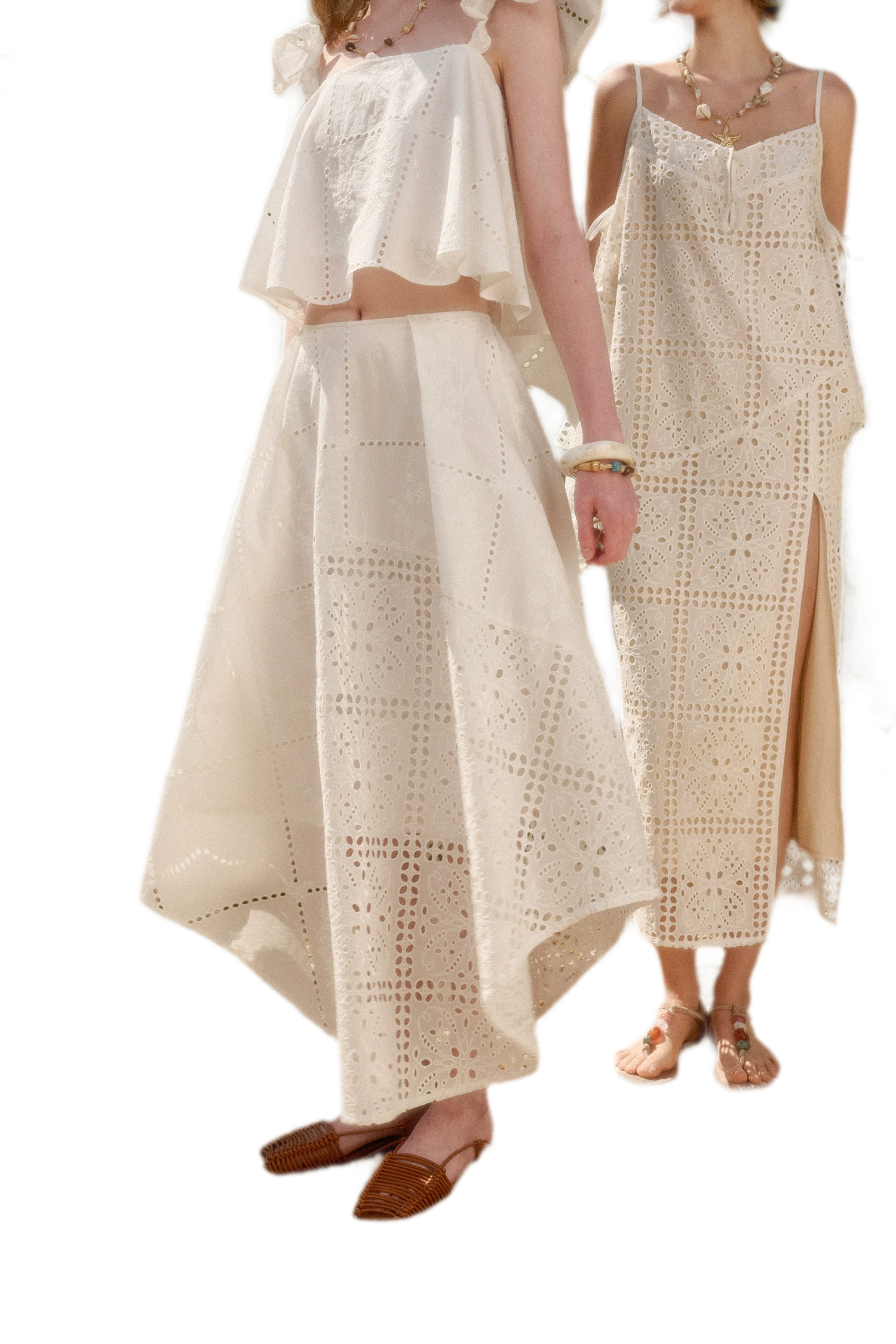 Clear White Embroidered Cotton Set