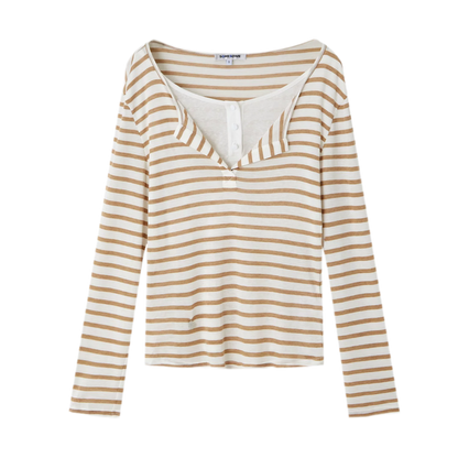 Layered Striped Knit T-Shirt
