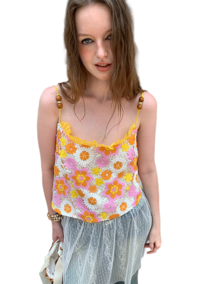 Lace Daisy Embroidery Slip Dress