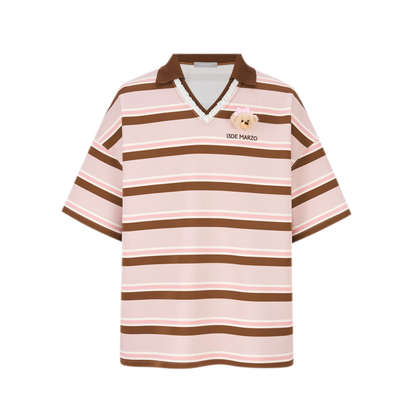 Floral Stripe Polo Tee