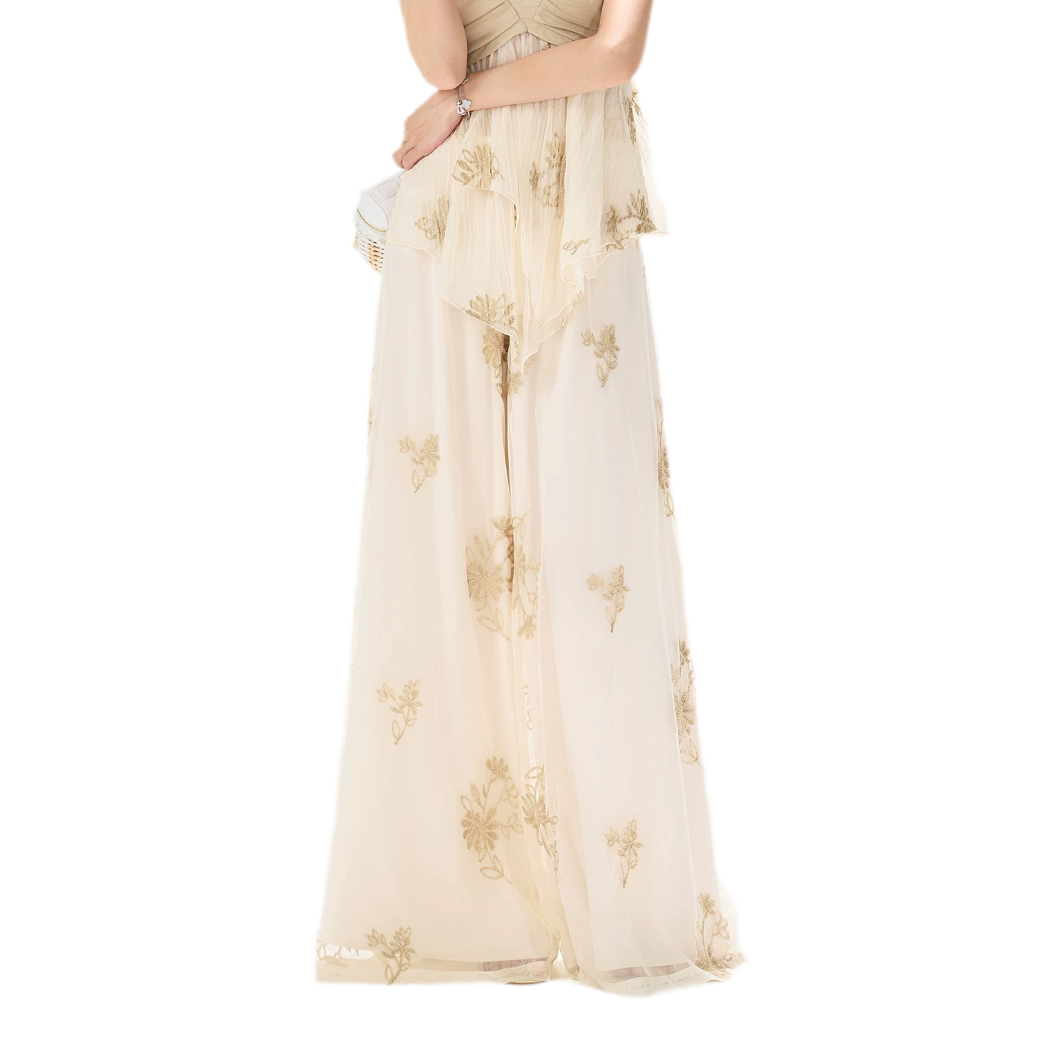 Embroidered Chiffon Halter Set