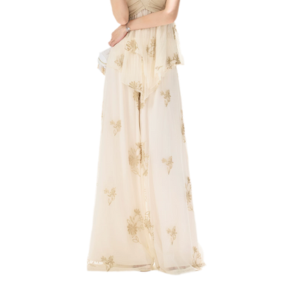 Embroidered Chiffon Halter Set