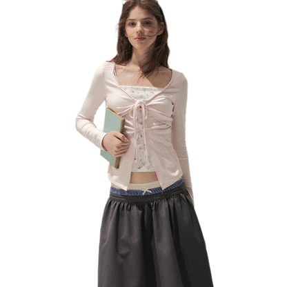 Floral Twist-Knot Layered Tee