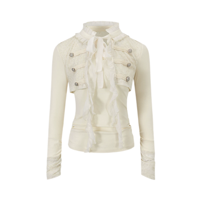 Blouse met getextureerd ruchespaneel