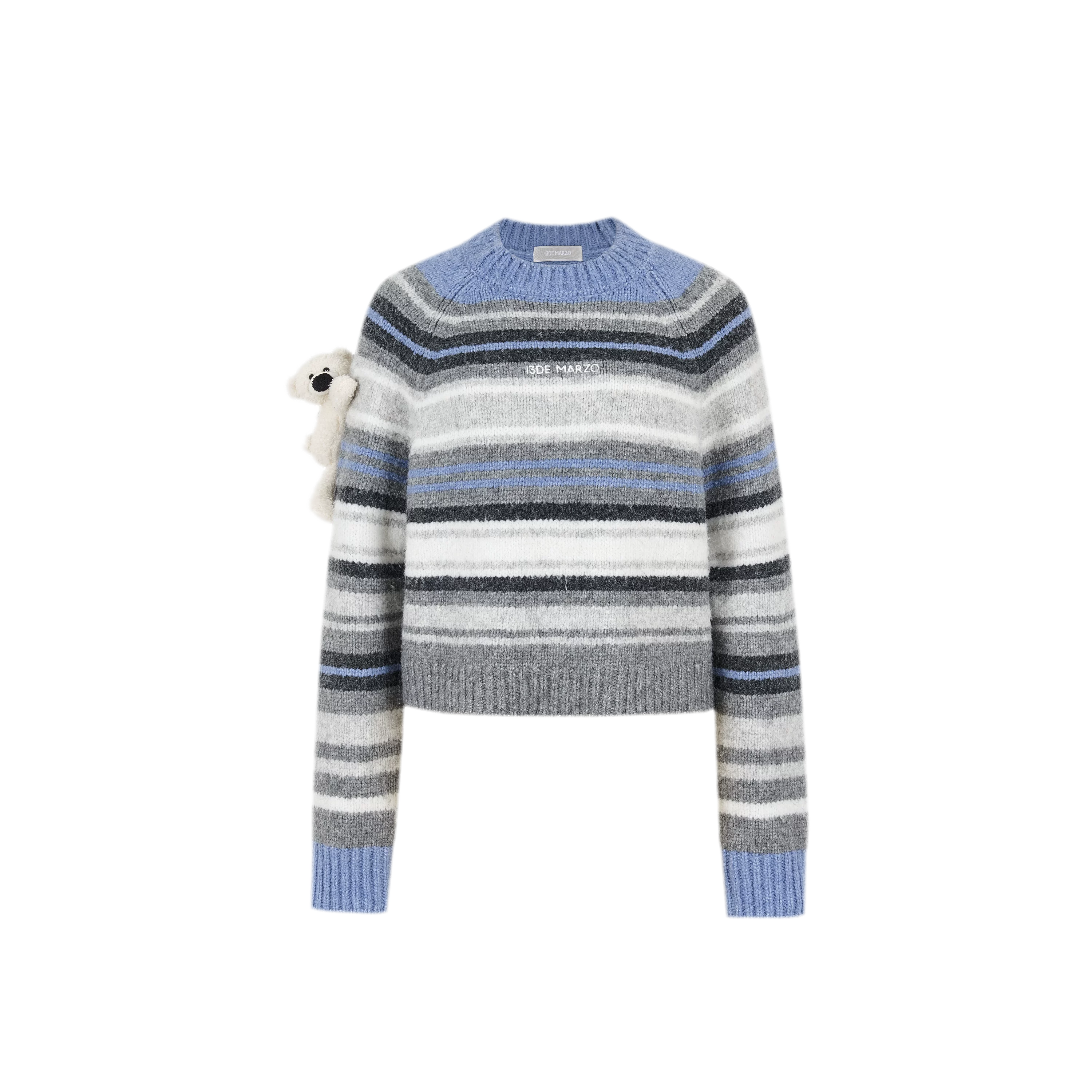 Color-Block Striped Fuzzy Sweater