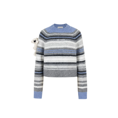 Color-Block Striped Fuzzy Sweater