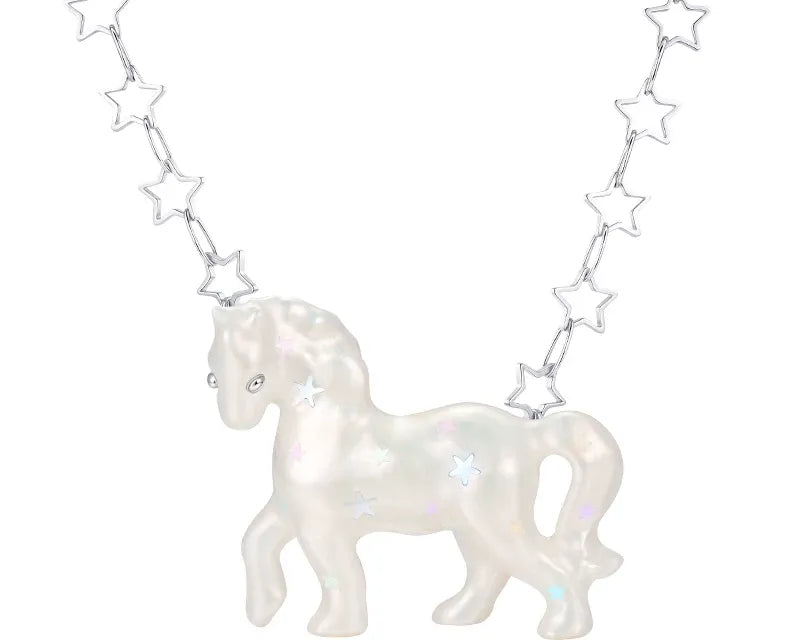 Pearl Horse Pendant Necklace