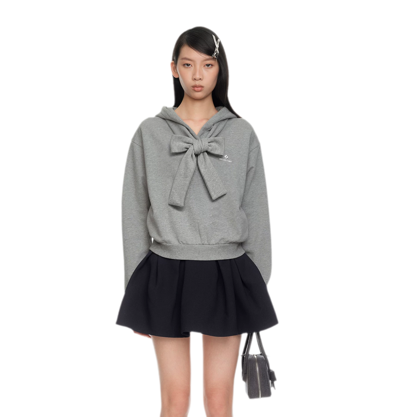 Bow Detail Cropped Hoodie
