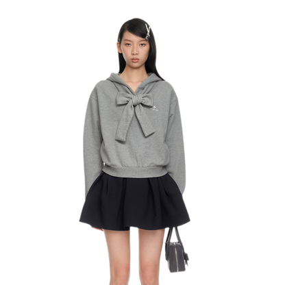 Bow Detail Cropped Hoodie